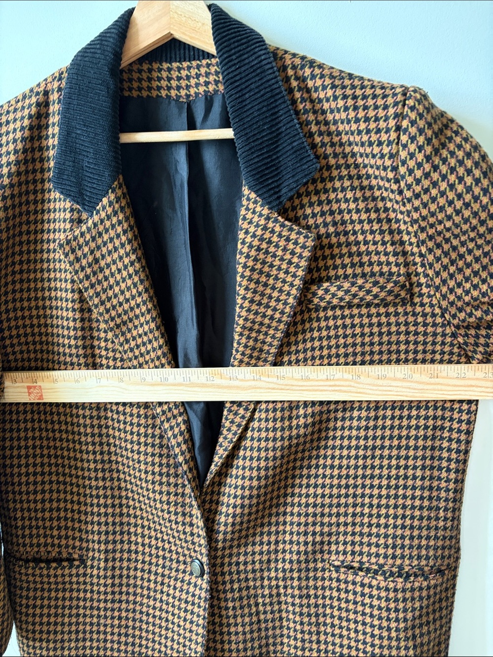 Vintage blazer in Houndstooth Brown with corduroy Collar - Picture 5 of 8